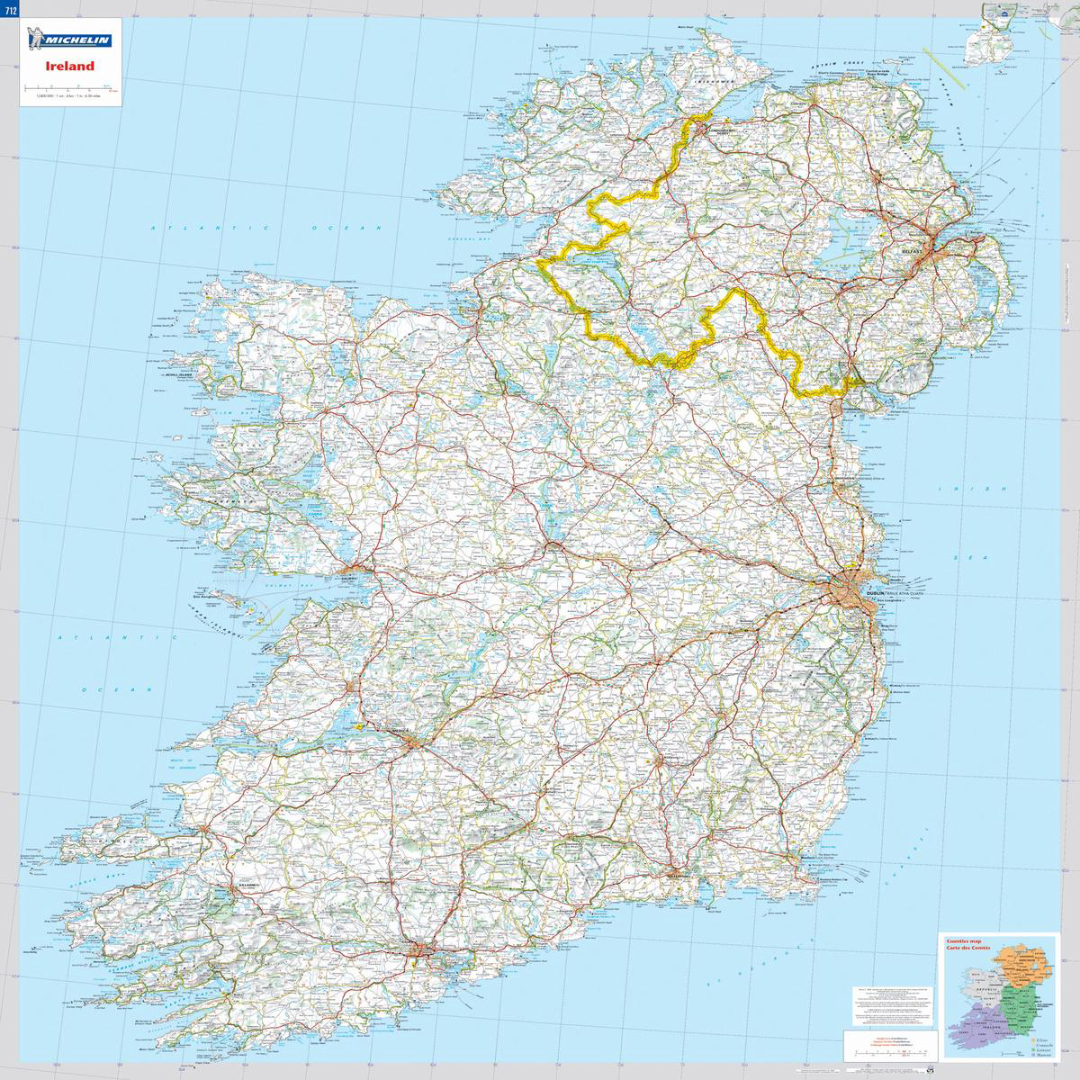 Ireland 8211 Michelin rolled 038 tubed wall map Encapsulated 8211 Wall Map (Not Folded Rolled)