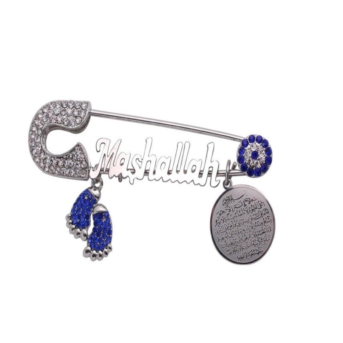 Vintage look gold silver plated mashallah evil eye protection brooch pin jjj50