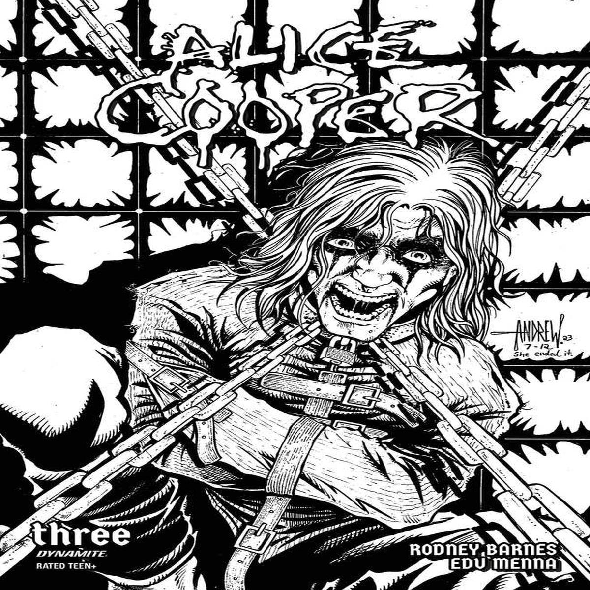 Alice Cooper 3 Cover D Ri 1 in 10 Copy Variant Mangum Line Art (2023) Dynamite Entertainment Comics